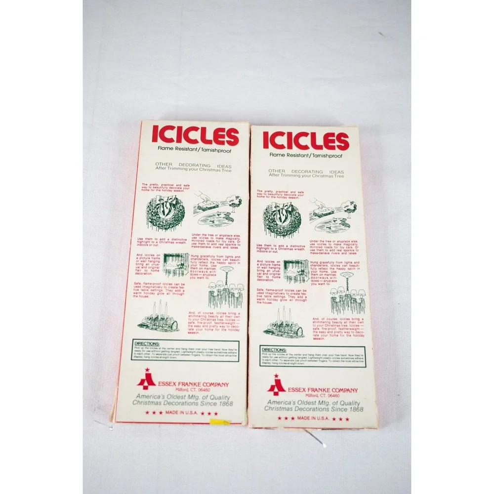 Essex Franke Vintage Christmas Icicles Tinsel Silver 1000 Strands 2 boxes